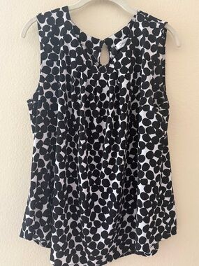Calvin Klein Sleeveless Black & White Polka Dot Blouse Lightweight Size XL